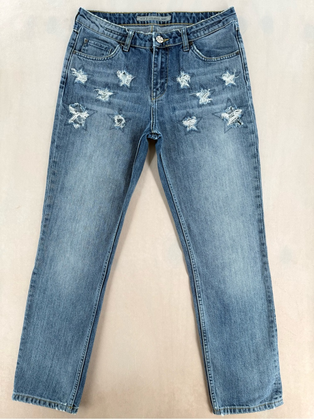 Silvian Heach Denim Distressed Star Jeans Women’s US 6 Italian Y2K